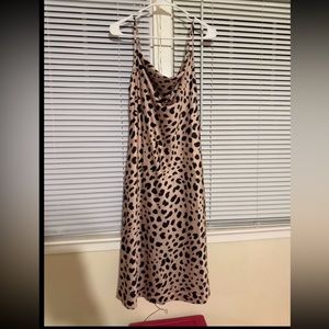 Leopard print slip satin dress size L